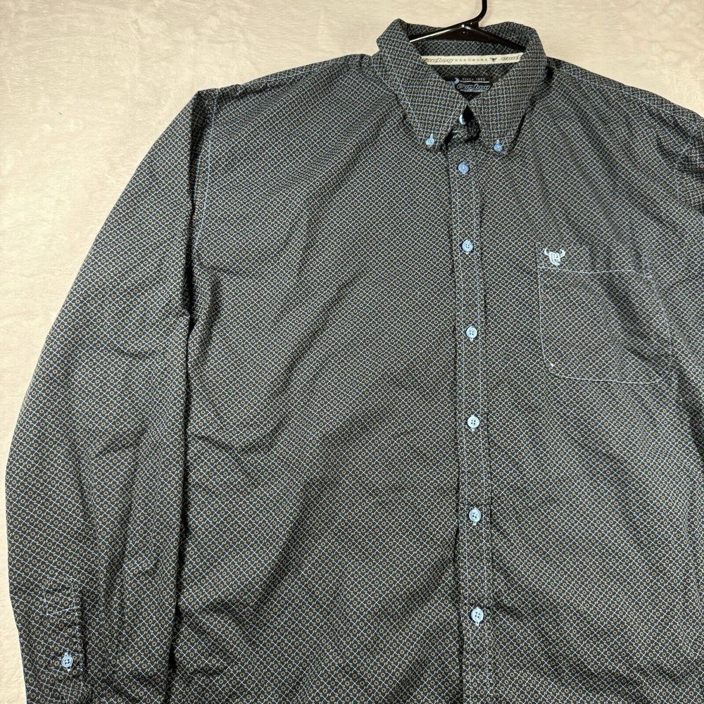 Cowboy Hardware Shirt Mens 2XL Graphic Blue Geometric Long‎ Sleeve Western - Picture 3 of 14